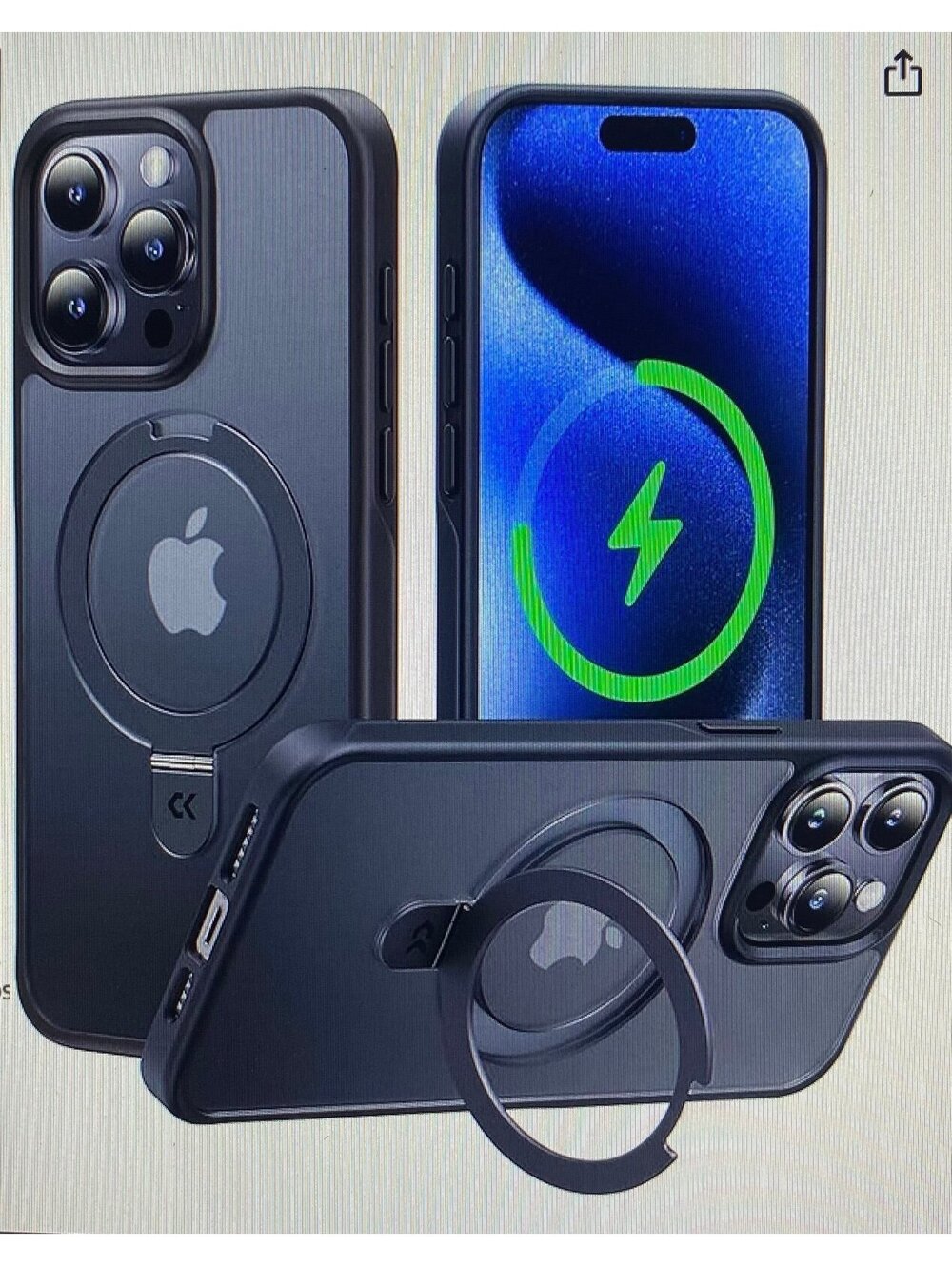 Casekoo Genuine Official Magnetic Ring Stand for iPhone 15 Pro Black